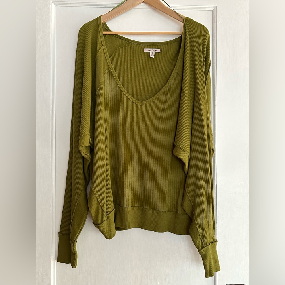 Free People Santa Clara Oversized Thermal Top in Ferngully